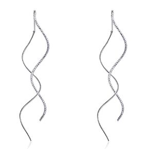 Silver Spiral Threader Earrings Silver Pull Through Dangle Drop Earrings for Women Handmade Minimalist Earrings