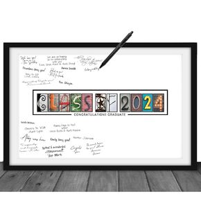 Graduation Decorations Class of 2024 - Great for 2024 Graduation Decor, Graduation Gifts or 2024 Graduation Party Decorations - Includes 11x17" Class of 2024 Signature Sign [Unframed] by Katie Doodle