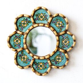 Peruvian Turquoise Circle mirror on the wall decor art | Decorative wall Hanging round rmirror for home,farmhouse | wedding gift for her, women