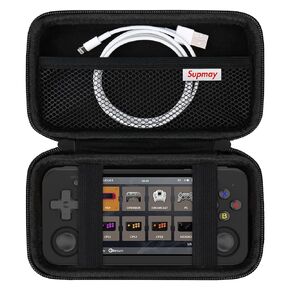 Hard Carrying Case for RG35XX H Retro Handheld Game Console, Retro Game Travel Storage Holder with Mesh Bag for SD Card, USB Type-C Cable, User Manual, Black