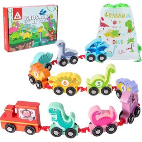 Train Set Toddler Toys for 2 3 4 Year Old Boys Toys Gifts,Wooden Toy Train Dinosaur Toys for Kids 2-4,Educational Toys Learning Toys Montessori Toys for 2 3 4 Year Old Girl Toys