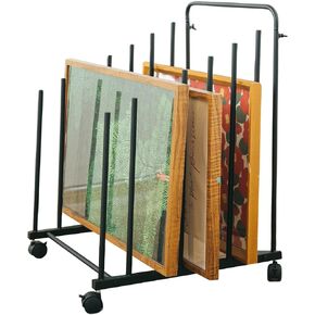 GENMOUS Art Storage Rack with Caster Wheels, Art Drying Rack Metal Storage Stand for Canvas Storage Paint Drying Rack,Drawing Board Stands for Printed Matter,Crafts Drying,Art Studio,Classrooms Easel