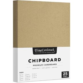 Brown Kraft Chipboard – Medium Weight 30 Point (0.03 inch) Cardboard | Thick and Sturdy, Great for Arts and Crafts, Packaging, Scrapbooking, Notepad Backing | 25 Chipboard Sheets | 8.5" x 11"