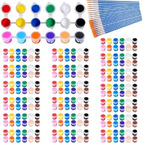 280 PCS Mini Acrylic Paint Set,12 Colors Acrylic Paint Strips with 40 pcs Paint Brushes for Kids&Adults,Kids Paint Set Container Strips Storage, Perfect for Easter Eggs Art Craft Painting Easter Gifts