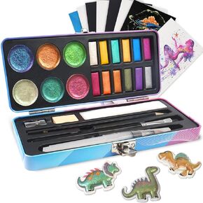 TAVOLOZZA Watercolor Paint Set, 50 Vivid Colors Including Metallic and Fluorescent Colors in Gift Box,Perfect Watercolor Set for Artists, Painting Lovers
