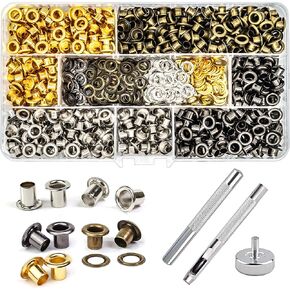 YHNTGB 600 Pcs Metal Eyelets Macaron Grommets Sets with 3 Pieces Installation Tool and Storage Box for Shoes Clothes Crafts Bag DIY Project 0.19 inch 12 Colors