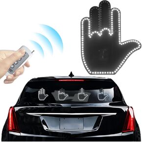 Car Led Lights,Hand Gesture Light for Car Window,Road Rage Led Sign Glo Gesture Lights for Car with Wireless Remote Control,Middle Finger Car Light,Cool Car Stuff for Men