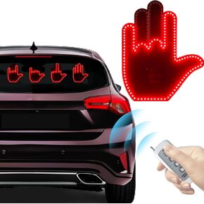 Led Sign Hand Gesture Light for Car,Middle Finger Car Light with Remote Control,Light Up Hand for Car Back Window,Cool Car Accessories for Men,Funny Gifts for Car Guys