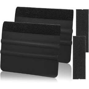 Squeegee for Vinyl, 2 Pcs Vinyl Squeegee with Extra 2 Felt Replacements, 4 Inch Vinyl Wrap Tools for Car Wrap, Craft Sign Making, DIY Crafting, Window, Black
