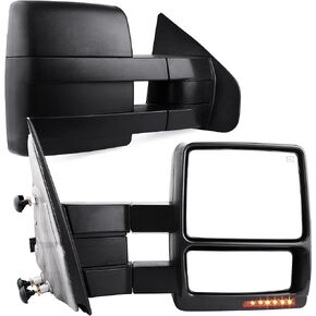 YITAMOTOR Towing Mirrors Compatible with Ford F150 Power Heated with LED Signal and Puddle Light Tow Mirrors (Pair set), Replacement for 2007-2014 Ford F150 Series Pickup