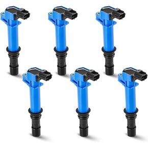6PCS Ignition Coil Pack Compatible with Jeep Grand Cherokee Liberty Commander Dodge Ram 1500 Nitro Durango Dakota Chrysler Aspen 4.7L V8 3.7L V6, Replace UF270 UF297 UF399 C1231, Blue
