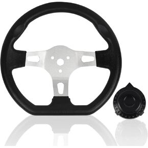10.5inch/27cm Kart Steering Wheel - 3 Spokes Quick Release Off-Road Cart Steering Wheel Interior With Holes For Go Kart Beach Kart Replacement Vehicle Universal (10.5inch/27cm - Black)