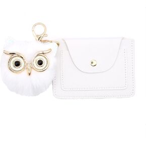 حامل بطاقات الائتمان من الجلد الصناعي للسيدات مع سلسلة مفاتيح على شكل بومة، ومحفظة جلدية مدمجة مع حلقة مفاتيح، وحامل بطاقات الائتمان بتقنية Rfid Blocking، ناعم ومتين (أزرق) in Kuwait