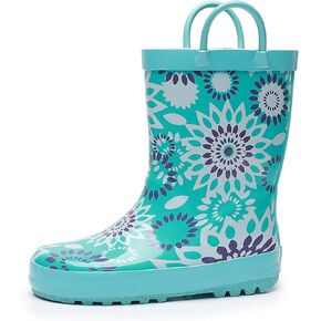 WTW Toddler and Kids Rain Boots with Easy-On Handles, Unisex-Child Waterproof Rubber Rain Boots in Fun Patterns for Girls and Boys (Toddler/Little Kid/Big Kid)