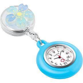 Tiong Pattern Design Nurse Watch, Flip Collar Watch Clip Style Pocket Watch, Retractable Arabic Numeral Dial Nurse Pocket Watch
