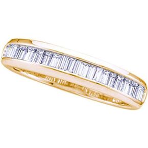 Jewels By Lux 14K Yellow Gold Womens Baguette Diamond Wedding Anniversary Band Ring 1/6 Cttw