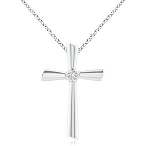 Angara Natural Diamond Cross Pendant Necklace for Women, Girls in 14K Solid Gold/Platinum | April Birthstone | Jewelry Gift for Her | Birthday|Wedding Anniversary