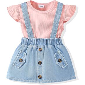 SODLON Newborn Baby Girl Clothes Dresses Outfits Gifts Romper Top Overalls Dress Suspender Skirt Sets for Infant Girls