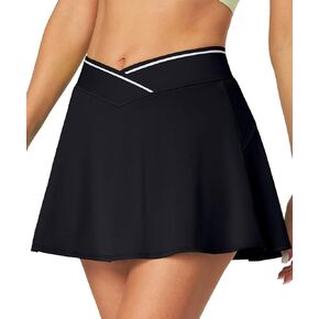 IUGA Tennis Skirts for Women Athletic Golf Skirt with Pockets Cross Waist Skorts for Women
