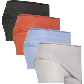 Real Essentials 4 Pack: Girls' Active Skirt Athletic Performance Skort - Tennis Golf Skirt with Bike Short Lining (4-16)