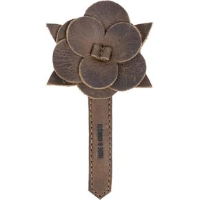 Hide & Groom, Flower Shape Boutonniere for Groomsmen, Best Men, Bachelors, Wedding Ceremonies, Dinner Parties, Full Grain Leather, Handmade, Bourbon Brown