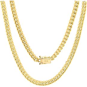 Nuragold 18K Yellow Gold 4mm Solid Miami Cuban Link Chain Pendant Necklace, Mens Jewelry Box Clasp 16" 18" 20" 22" 24" 26" 28" 30"