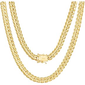 Nuragold 18K Yellow Gold 5mm Solid Miami Cuban Link Chain Pendant Necklace, Mens Jewelry Box Clasp 18" 20" 22" 24" 26" 28" 30"