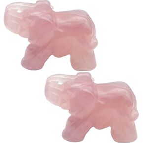 EDEN'S CALL 2 قطعة 1.5 بوصة شفاء طبيعي أخضر افينتورين + تماثيل فيل كريستال يشب أحمر تماثيل حيوانات حجرية منحوتة يدويًا لديكور مكتب المنزل in Kuwait