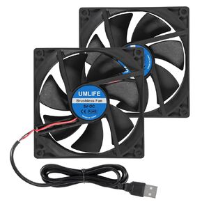 2PACK 12025 Dual Ball Bearings 120mm x 120mm x 25mm 5 inch 12V 2-PIN Brushless DC Cooling Exhaust Fan with Fan Grill/Guard for Cooling PC Computer Case CPU Coolers Radiators Desktop