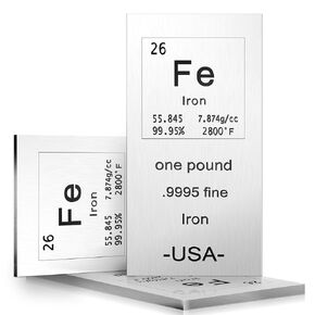 Metal Bar 1lb Laser Engraved. 999 Pure Bullion Bar Paper Weights for Office Metal Bar Paperweight with Chemistry Element for Student Teacher Collectible Christmas Gifts (Iron)