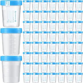 100 Pack Disposable Urine Cup Specimen Cups with Lids and Tamper Evident Seal 4 oz Specimen Container Urine Sample Containers Urine Sample Cups for Collection and Testing(Blue Lids)