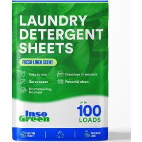 Laundry Detergent Sheets – 100 Loads - Eco Washer Sheets Detergent - Zero Plastic Jugs, No Mess & Space-Saving Laundry Strips & Travel Laundry Detergent – 50 Laundry Sheets Detergent