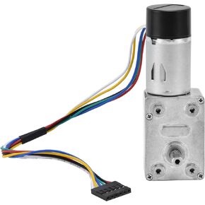Hilitand JGY-370 DC محرك تروس دودي، وحدة محرك تخفيض عمود مزدوج 15 مم، مع جهاز تشفير (DC6V 23RPM)