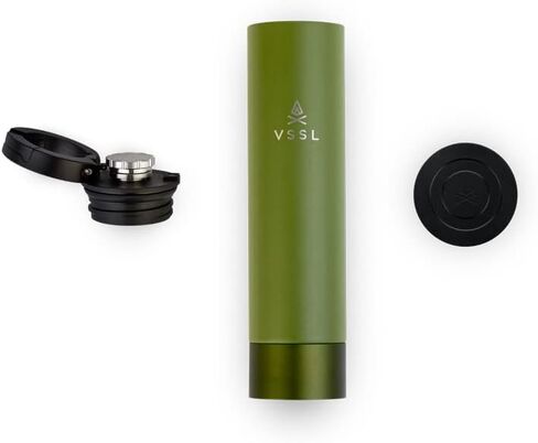 قارورة معزولة مع ضوء، 8 أونصة من الفولاذ المقاوم للصدأ بجدار مزدوج محكم الغلق، غطاء للشرب مانع للتسرب، حلقة تسلق قابلة للفصل لسهولة التركيب، أسود in Kuwait