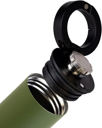 قارورة معزولة مع ضوء، 8 أونصة من الفولاذ المقاوم للصدأ بجدار مزدوج محكم الغلق، غطاء للشرب مانع للتسرب، حلقة تسلق قابلة للفصل لسهولة التركيب، أسود in Kuwait