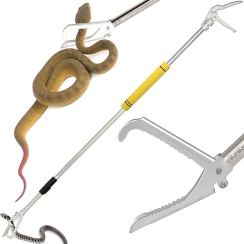 Snake Grabber Tool,Snake Tongs 69 Inch Reptile Tongs Long Reach Grabber Stainless Steel Sponge Handle Wide Jaw (Yellow) in Saudi Arabia