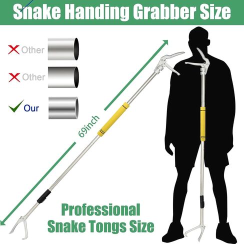 Snake Grabber Tool,Snake Tongs 69 Inch Reptile Tongs Long Reach Grabber Stainless Steel Sponge Handle Wide Jaw (Yellow) in Saudi Arabia