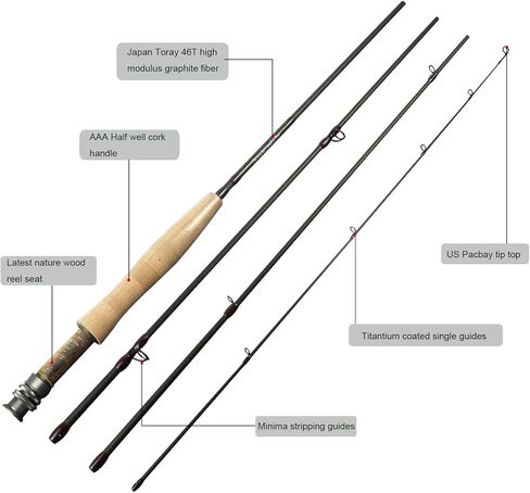 طقم كومبو لقضيب وبكرة ذبابة الكربون النانو من Aventik IM12 بطول 9'0 بوصة و5 وزن مع صنارة صيد الذبابة وبكرة الذبابة وخط الذبابة والإكسسوارات in Kuwait