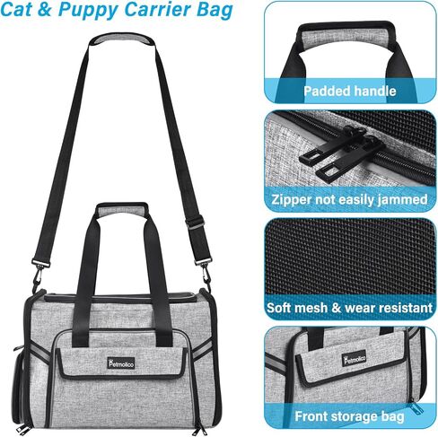 Petmolico Cat Carrier Dog Carrier, Airline Approved Soft Pet Travel Carrier with 3 Open Doors Mesh Windows for Cats Puppy 16 lbs, White Daisy in Kuwait