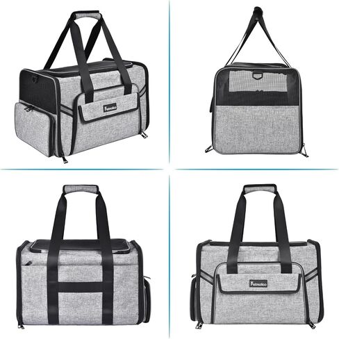 Petmolico Cat Carrier Dog Carrier, Airline Approved Soft Pet Travel Carrier with 3 Open Doors Mesh Windows for Cats Puppy 16 lbs, White Daisy in Kuwait