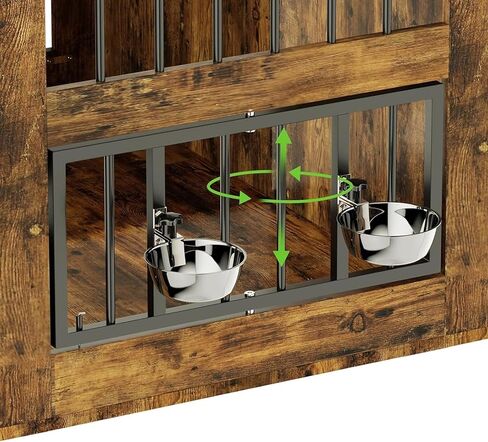 أثاث قفص للكلاب من LOVMOR مع باب الحظيرة المنزلق، طاولة نهاية بيت الكلب الخشبي مقاس 40 بوصة مع عجلات للكلاب الصغيرة/المتوسطة/الكبيرة (ريفي) in Kuwait