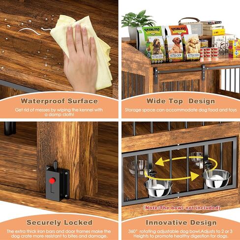 Large Dog Crate Furniture, 40" Heavy Duty Dog Crate with Sliding Barn Door, Dog Kennel Furniture Style House, Wooden Decorative Pet House End Side Table, Chew-Resistant, Rustic in Kuwait