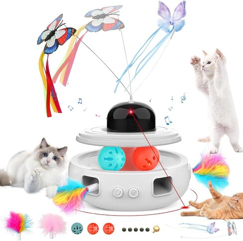 5 in 1 Interactive Cat Toys - Automatic Kitten Toys, Cat Toys for Indoor Cats, Cat Enrichment and Butterfly Toy for Pets Chase and Exercise in Saudi Arabia