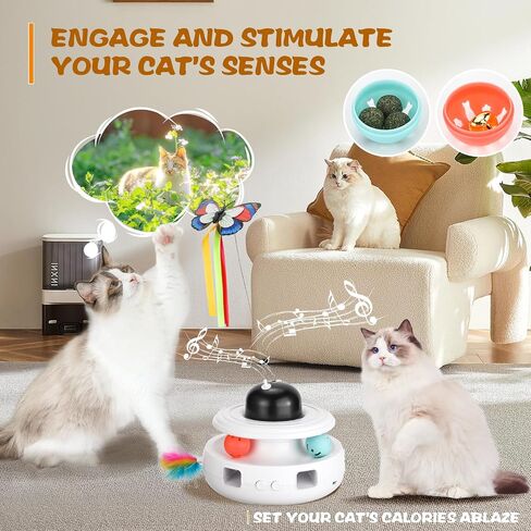 5 in 1 Interactive Cat Toys - Automatic Kitten Toys, Cat Toys for Indoor Cats, Cat Enrichment and Butterfly Toy for Pets Chase and Exercise in Saudi Arabia