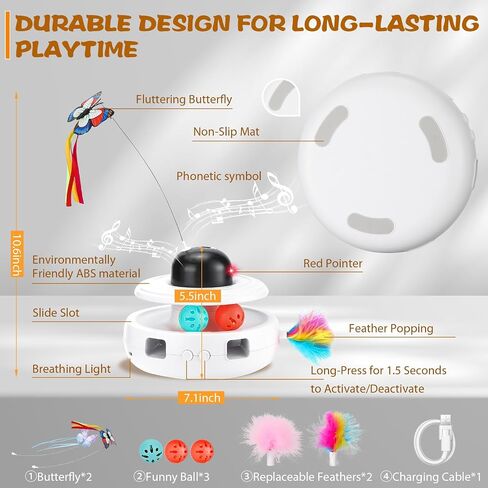 5 in 1 Interactive Cat Toys - Automatic Kitten Toys, Cat Toys for Indoor Cats, Cat Enrichment and Butterfly Toy for Pets Chase and Exercise in Saudi Arabia