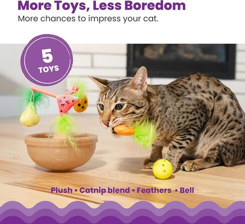 لعبة Catstages Meow-smerizing Fish Bowl Cat مع لعبتين مائيتين، تتضمن لعبة أسماك السباحة الإلكترونية ولعبة السلحفاة العائمة، باللون الأزرق in Kuwait