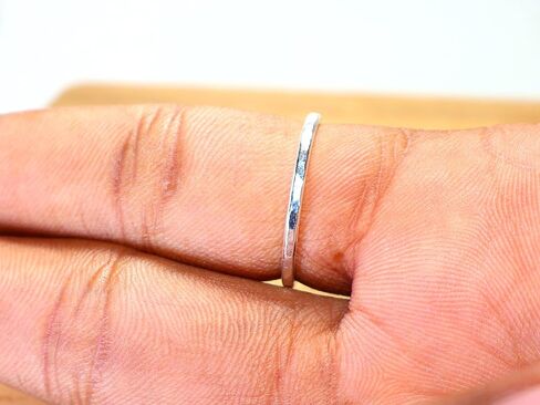 Hammered Silver Ring, Stacking Ring, Silver Band Ring, Hammered Ring, 925 Sterling Silver Ring, Texture Ring, Handmade Ring (8) in Saudi Arabia