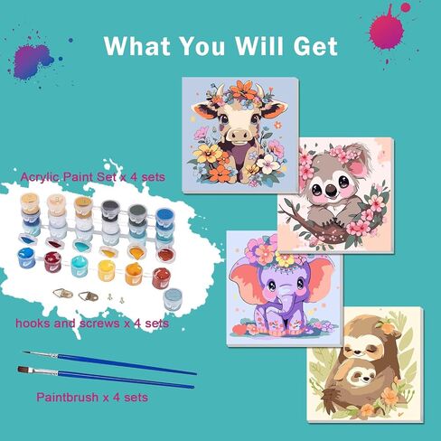 4 Pack Paint by Numbers Kit for Kids Paint by Number Kits Age 4-8 Painting Canvas for Kids Ages 8-12 Boys Framed Canvas Paint by Numbers Anime Drawing Kit Color by Numbers Kit for Kids 8x8 Inch in Saudi Arabia