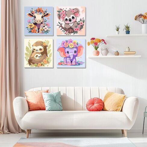 4 Pack Paint by Numbers Kit for Kids Paint by Number Kits Age 4-8 Painting Canvas for Kids Ages 8-12 Boys Framed Canvas Paint by Numbers Anime Drawing Kit Color by Numbers Kit for Kids 8x8 Inch in Saudi Arabia