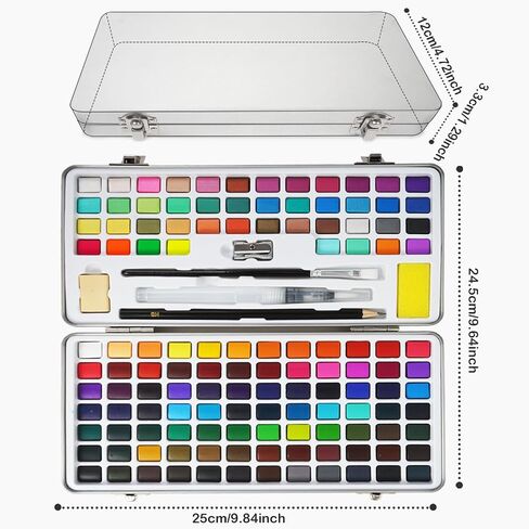 TAVOLOZZA Watercolor Paint Set, 50 Vivid Colors Including Metallic and Fluorescent Colors in Gift Box,Perfect Watercolor Set for Artists, Painting Lovers in Saudi Arabia
